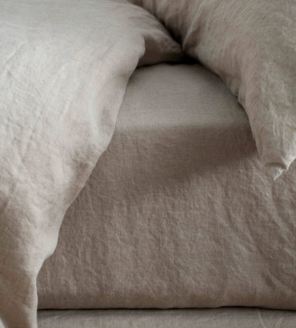 Natural 100% Linen Euro Fitted Sheet