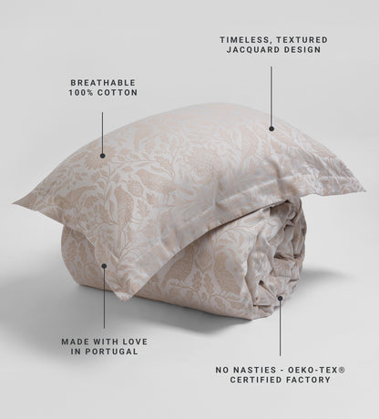 Natural Birdie Jacquard 100% Cotton Bed Linen