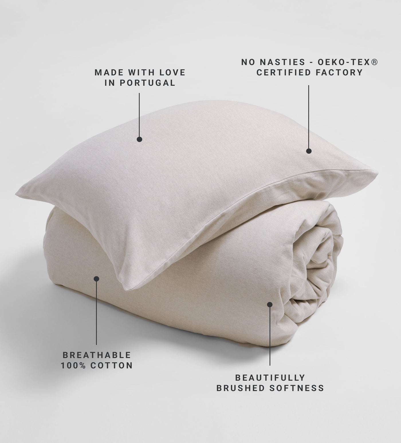 Natural Henry Brushed 100% Cotton Bed Linen