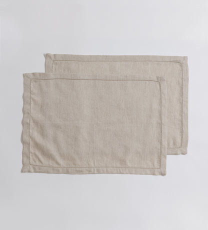 Natural Twill Cotton Linen Placemats - Set of 2