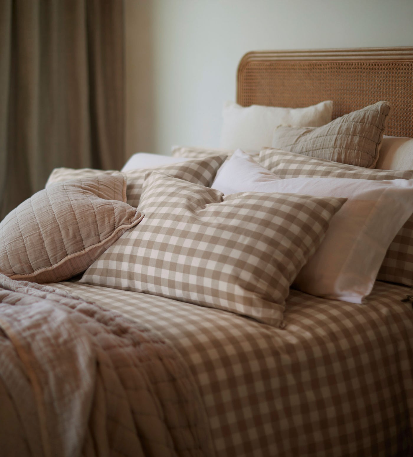 Natural Gilbert Gingham Brushed 100% Organic Cotton Duvet Cover