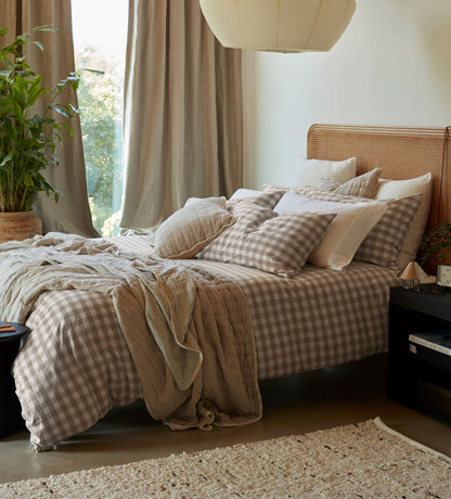 Natural Gilbert Gingham Brushed 100% Organic Cotton Duvet Cover