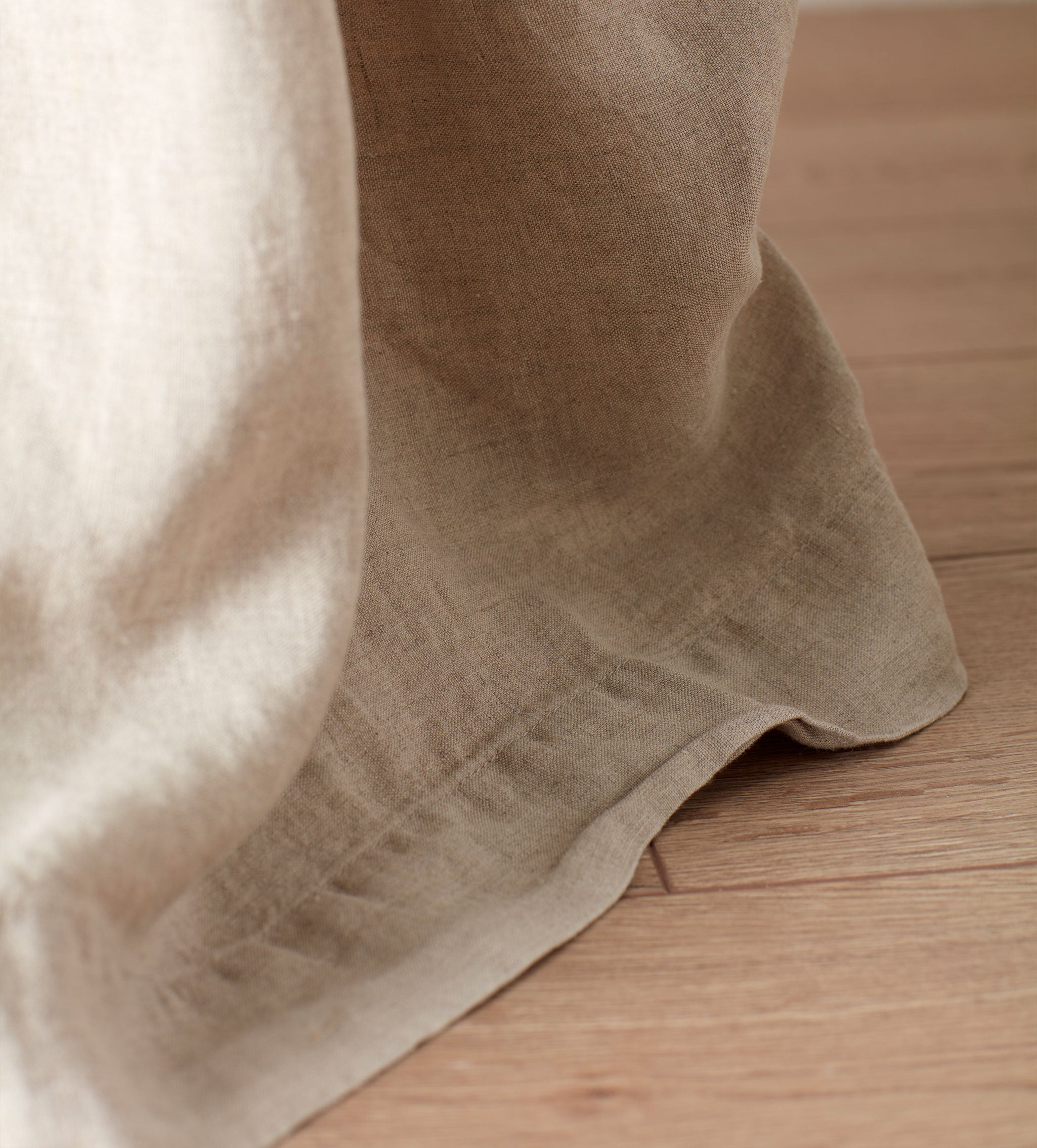 Natural Linen Lined Pencil Pleat Curtains (Pair)