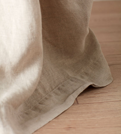 Natural Linen Lined Pencil Pleat Curtains (Pair)
