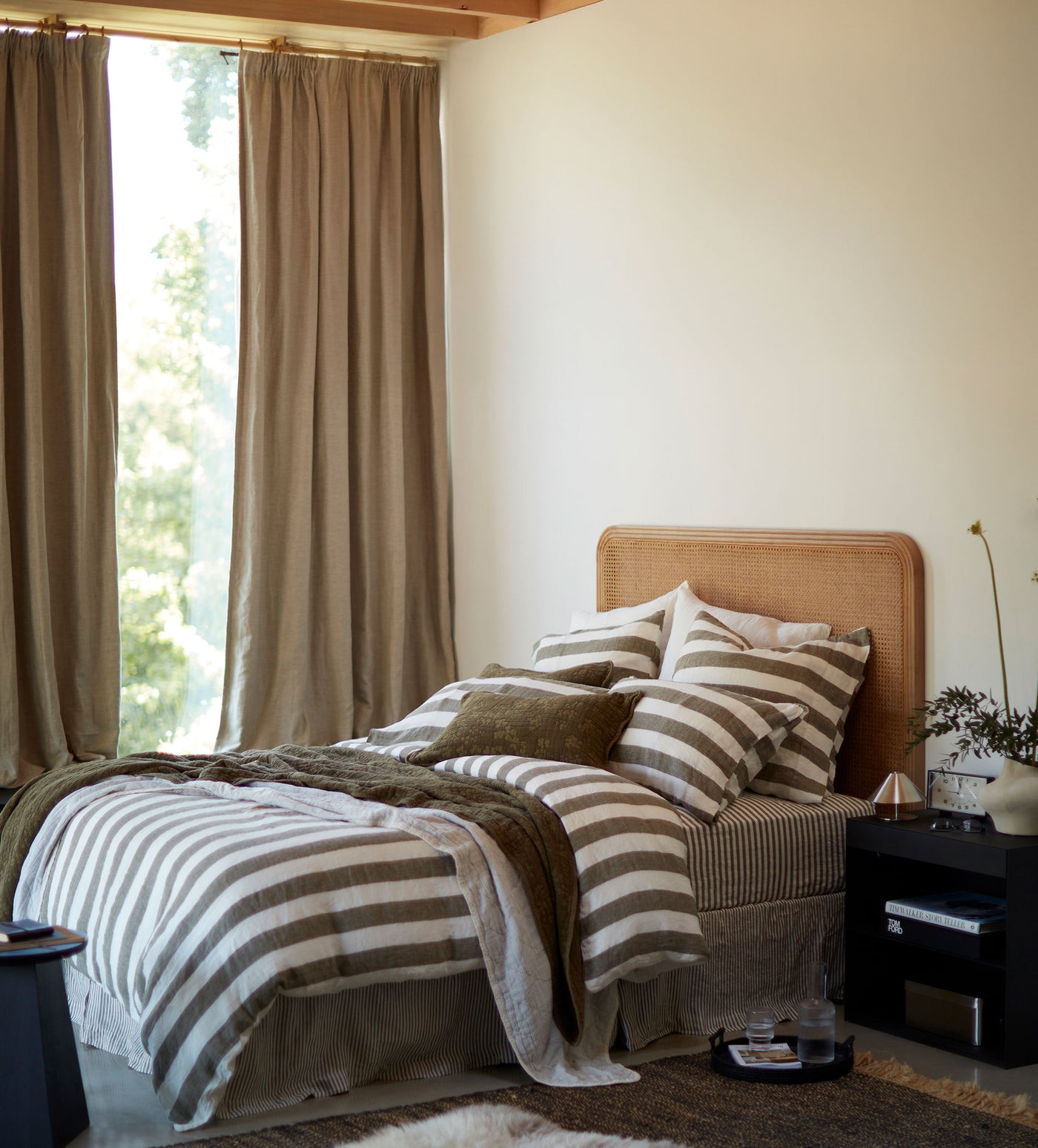 Natural Twill Cotton Linen Blackout Pencil Pleat Curtains (Pair)