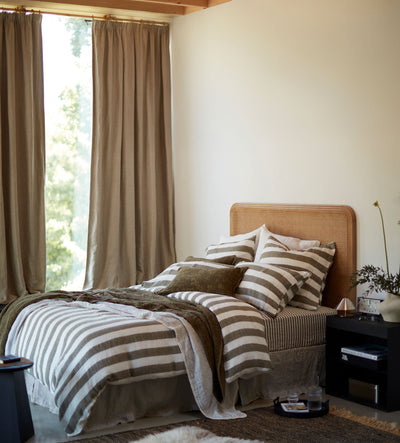 Natural Twill Cotton Linen Blackout Pencil Pleat Curtains (Pair)