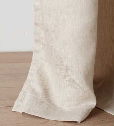 Natural Twill Cotton Linen Lined Pencil Pleat Curtains (Pair)