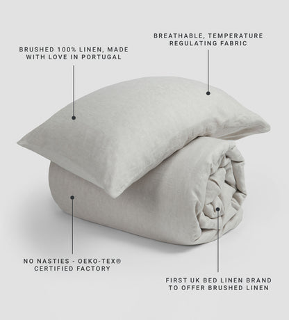 Natural Brushed 100% Linen Pillowcase