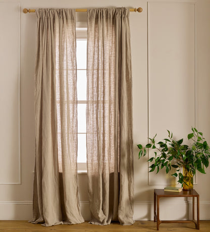 Natural 100% Linen Loop Top Curtain (Single)