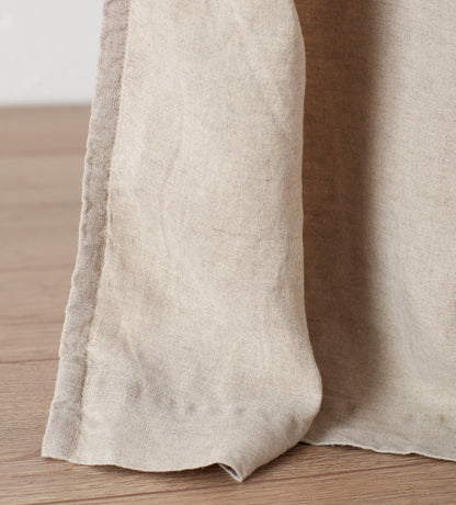 Natural Linen Lined Loop Top Curtains (Pair)