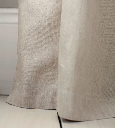 Natural Twill Cotton Linen Unlined Loop Top Curtains (Pair)