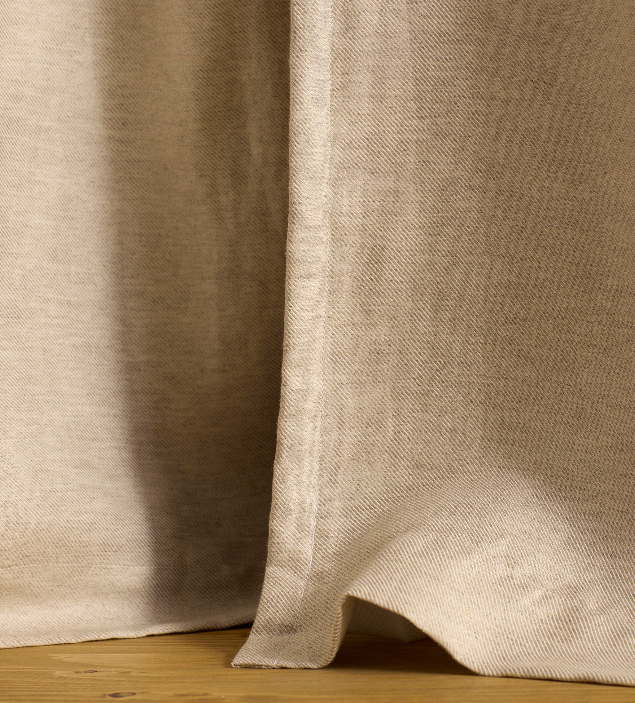 Natural Twill Cotton Linen Unlined Loop Top Curtains (Pair)