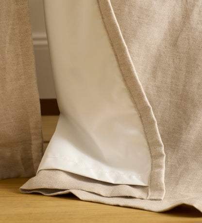 Natural Twill Cotton Linen Blackout Eyelet Curtains (Pair)
