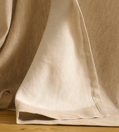 Natural Twill Cotton Linen Unlined Loop Top Curtains (Pair)