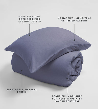 Navy Henry Brushed 100% Organic Cotton Duvet Cover