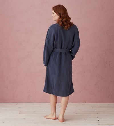 Navy Blue Layla 100% Linen Robe