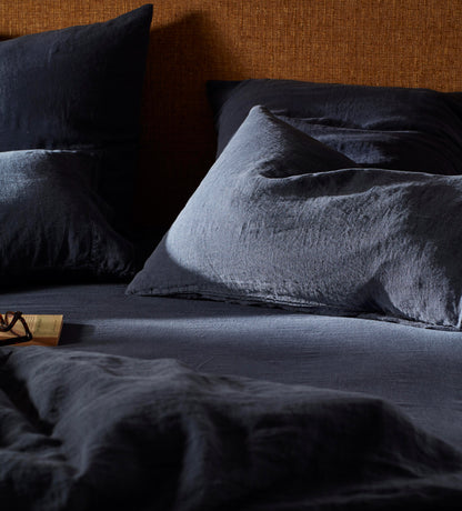 Navy Blue 100% Linen Duvet Cover