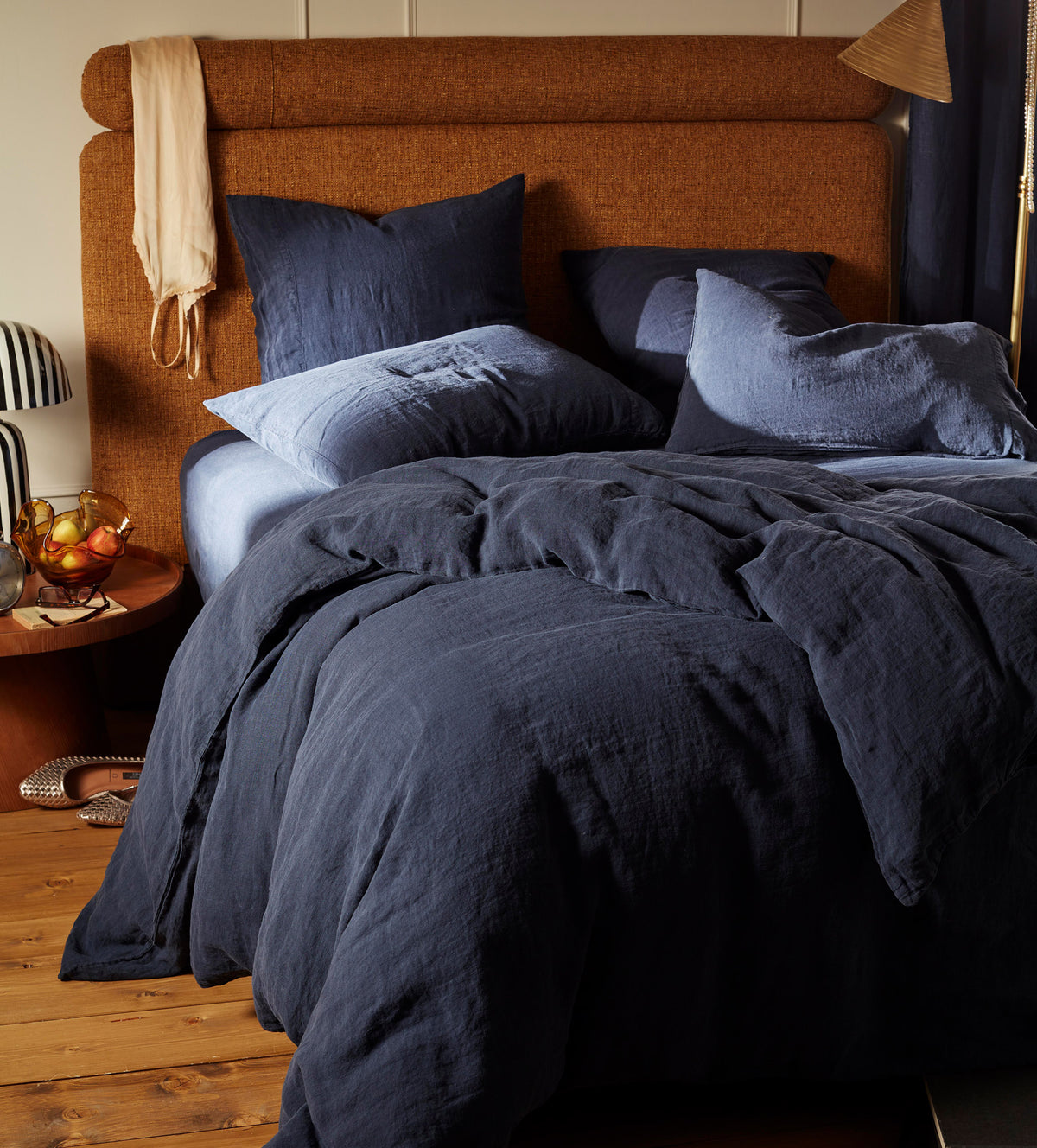Navy Blue 100% Linen Duvet Cover