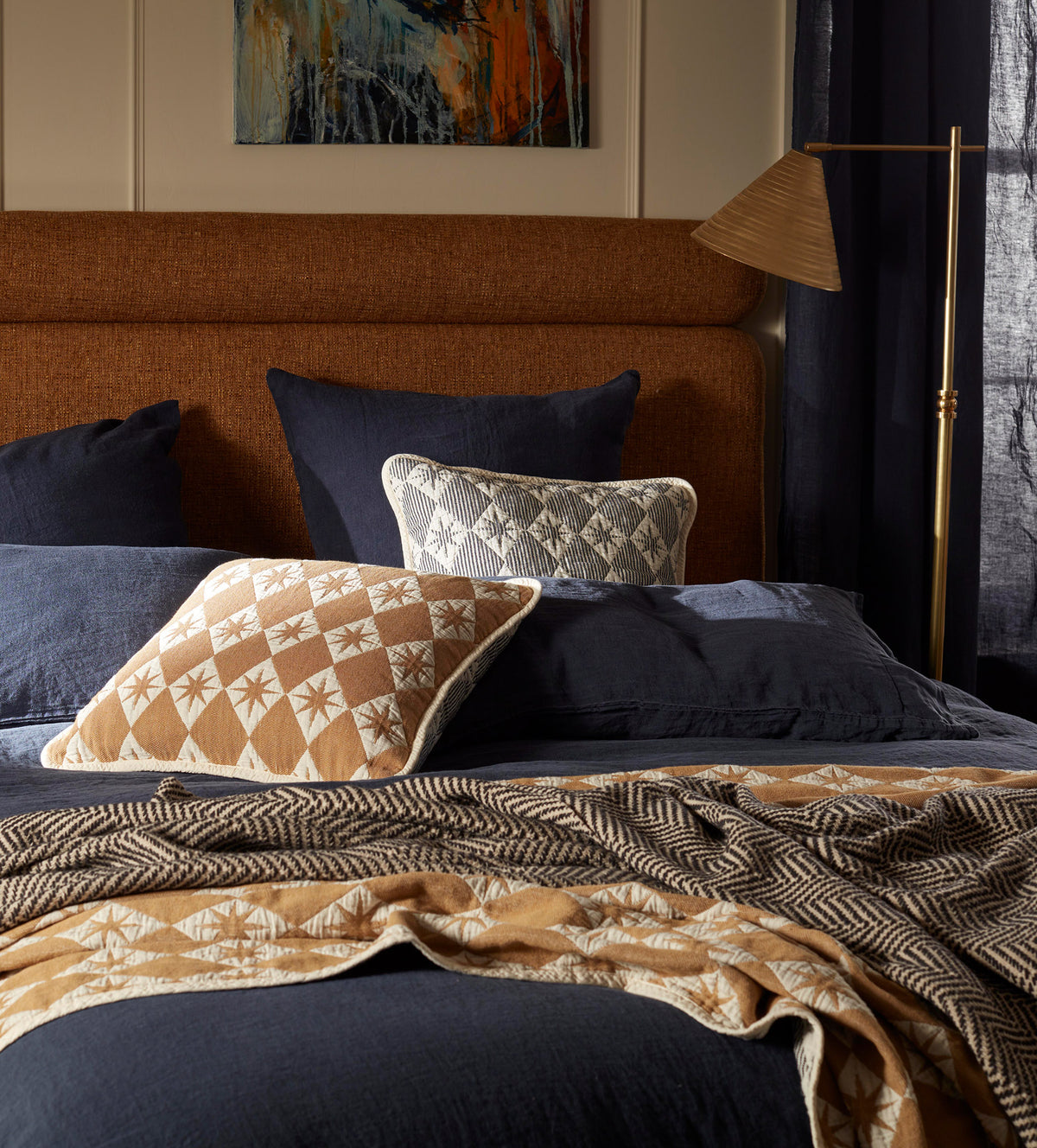 Navy Blue 100% Linen Duvet Cover