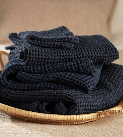 Navy 100% Organic Cotton Waffle Towel