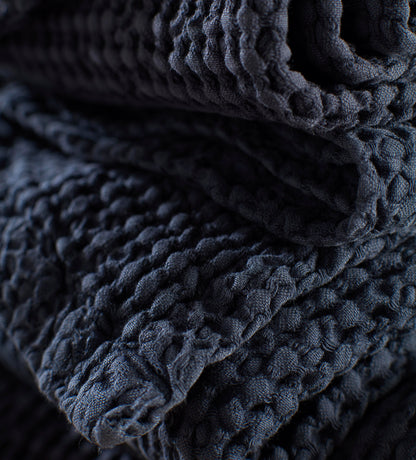 Navy 100% Organic Cotton Waffle Towel