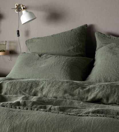 Olive Green 100% Linen Oxford Pillowcase