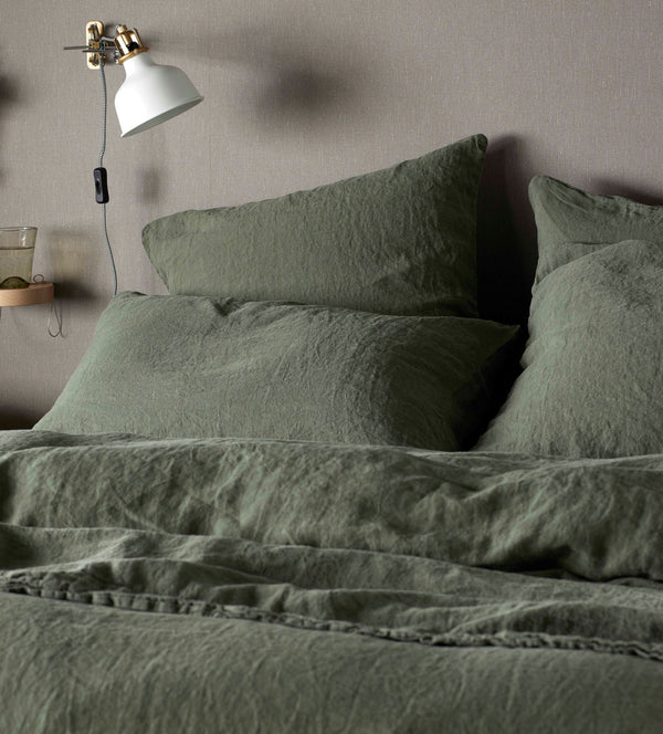Olive Green 100% Linen Oxford Pillowcase