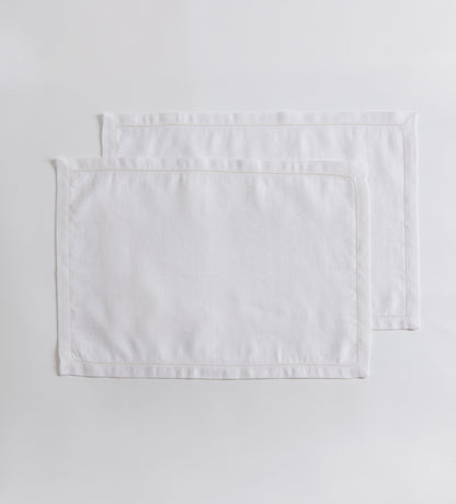 Off White Twill Cotton Linen Placemats - Set of 2