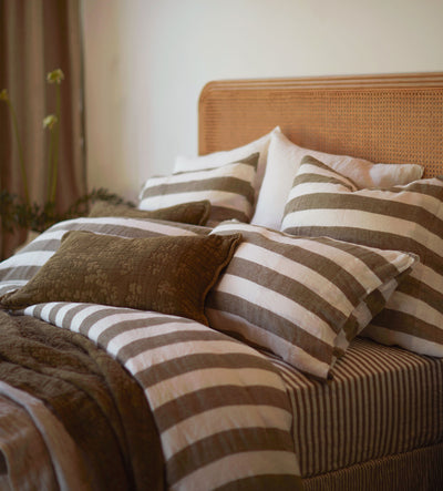 Dark Olive Cora 100% Linen Bed Linen