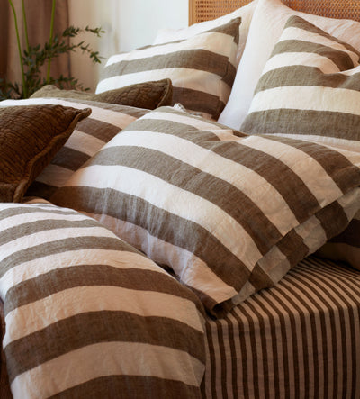 Dark Olive Cora 100% Linen Bed Linen