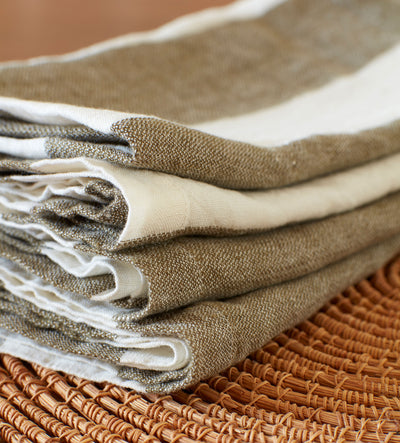 Dark Olive Cora 100% Linen Napkins - Set of 4