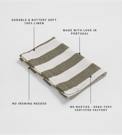 Dark Olive Cora 100% Linen Table Runner