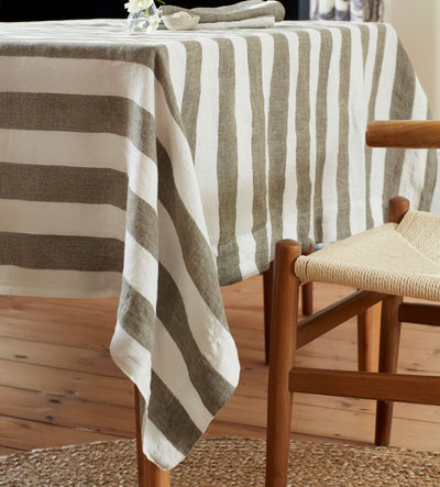 Dark Olive Cora 100% Linen Tablecloth