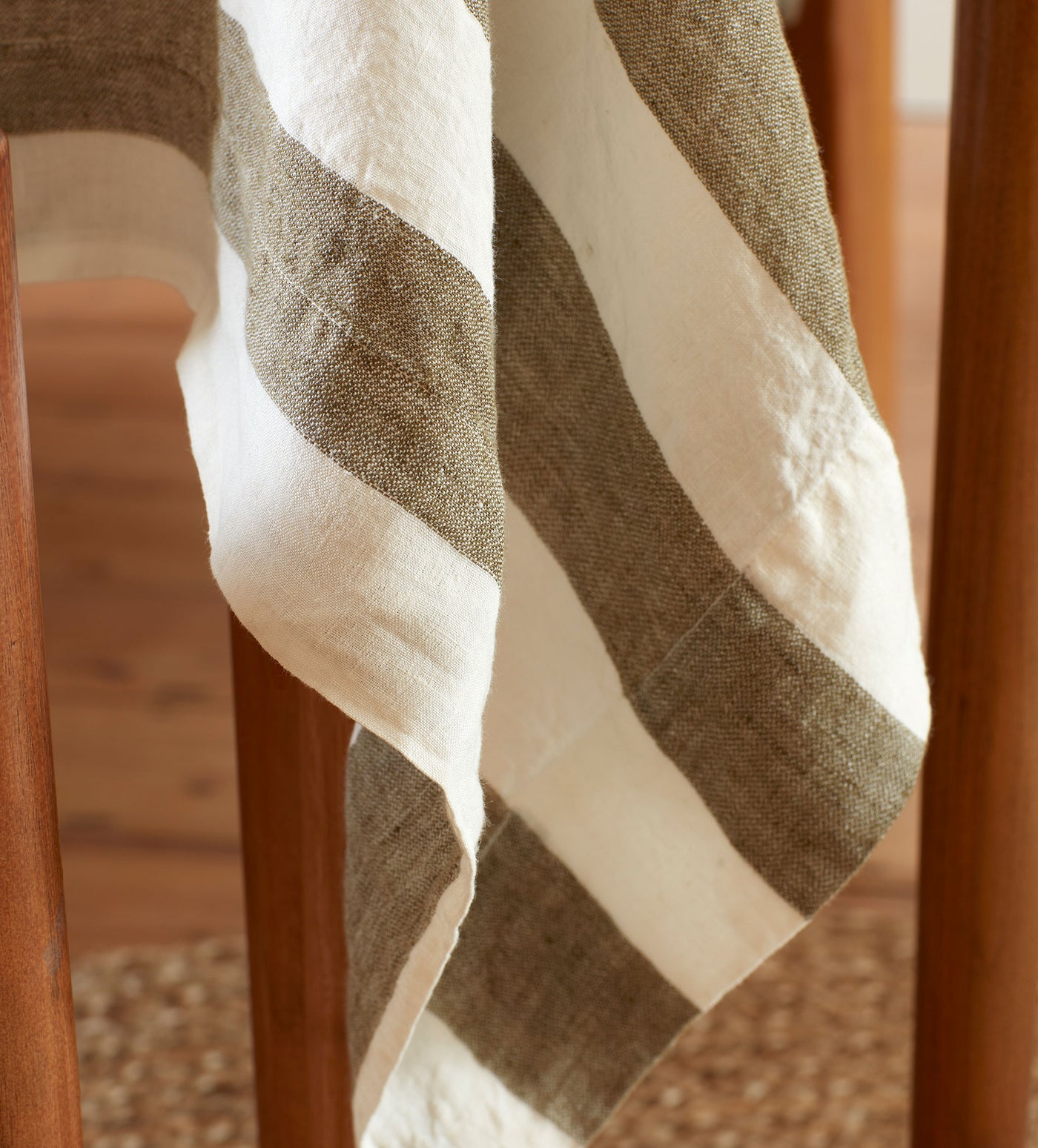 Dark Olive Cora 100% Linen Tablecloth