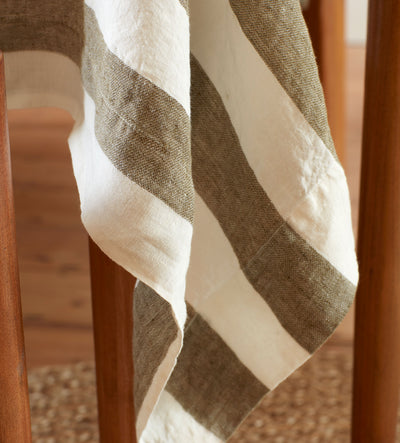 Dark Olive Cora 100% Linen Tablecloth