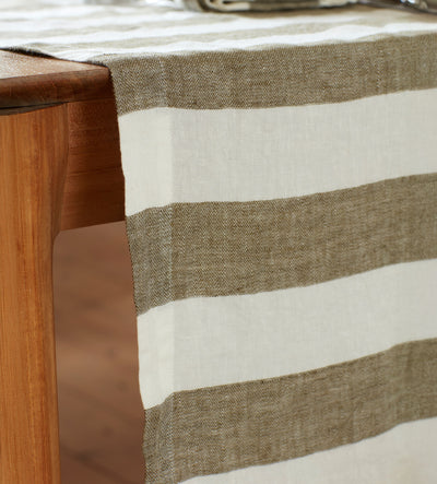 Dark Olive Cora 100% Linen Table Runner