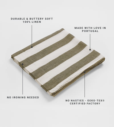 Dark Olive Cora 100% Linen Tablecloth