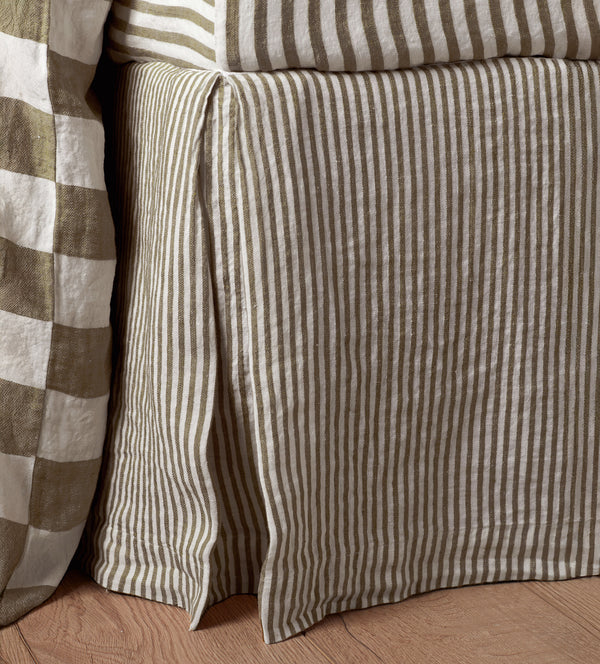 Dark Olive Cora Stripe Linen Valance