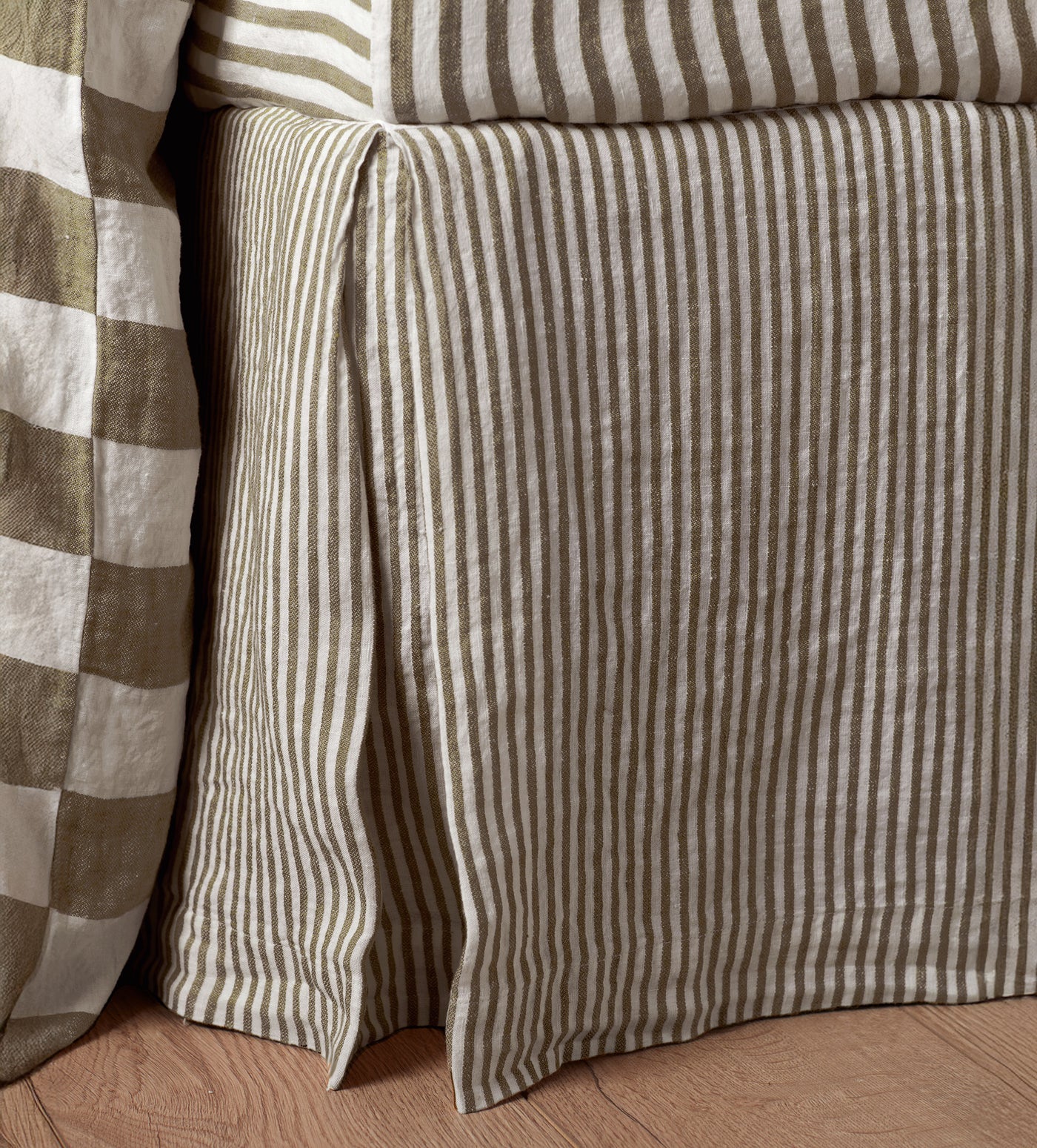 Dark Olive Cora Stripe Linen Valance