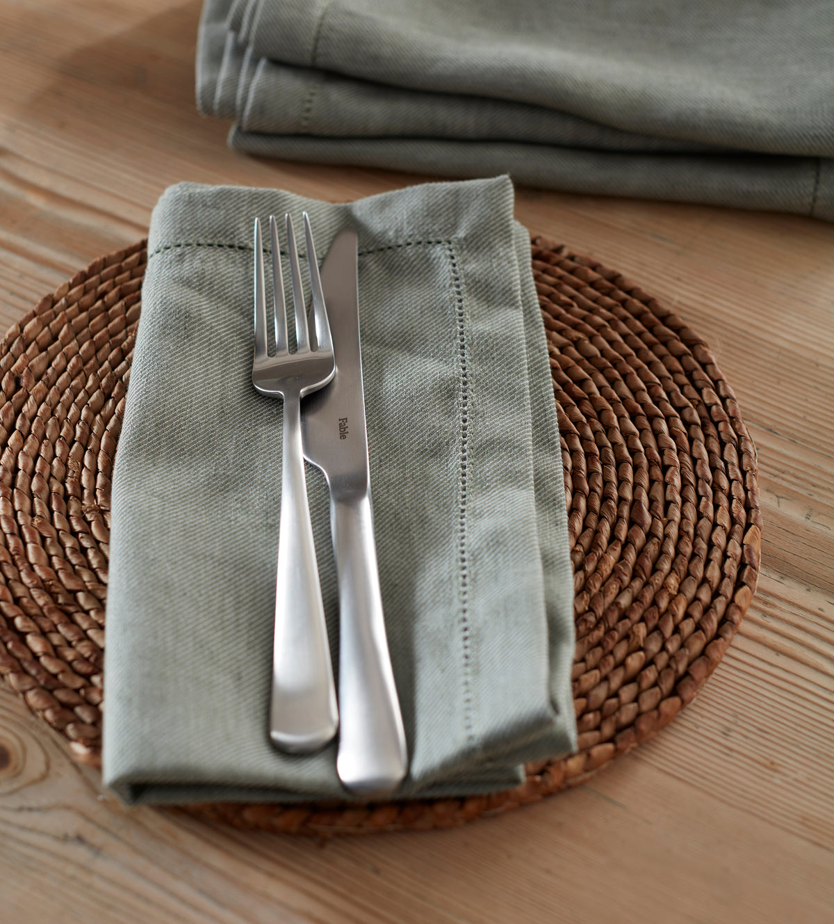 Olive Green Cotton Napkins Set 4