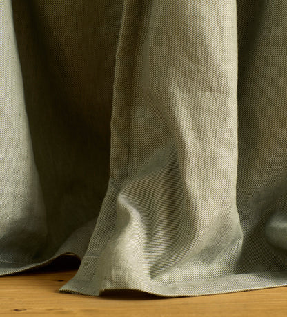 Olive Green Twill Cotton Linen Blackout Pencil Pleat Curtains (Pair)
