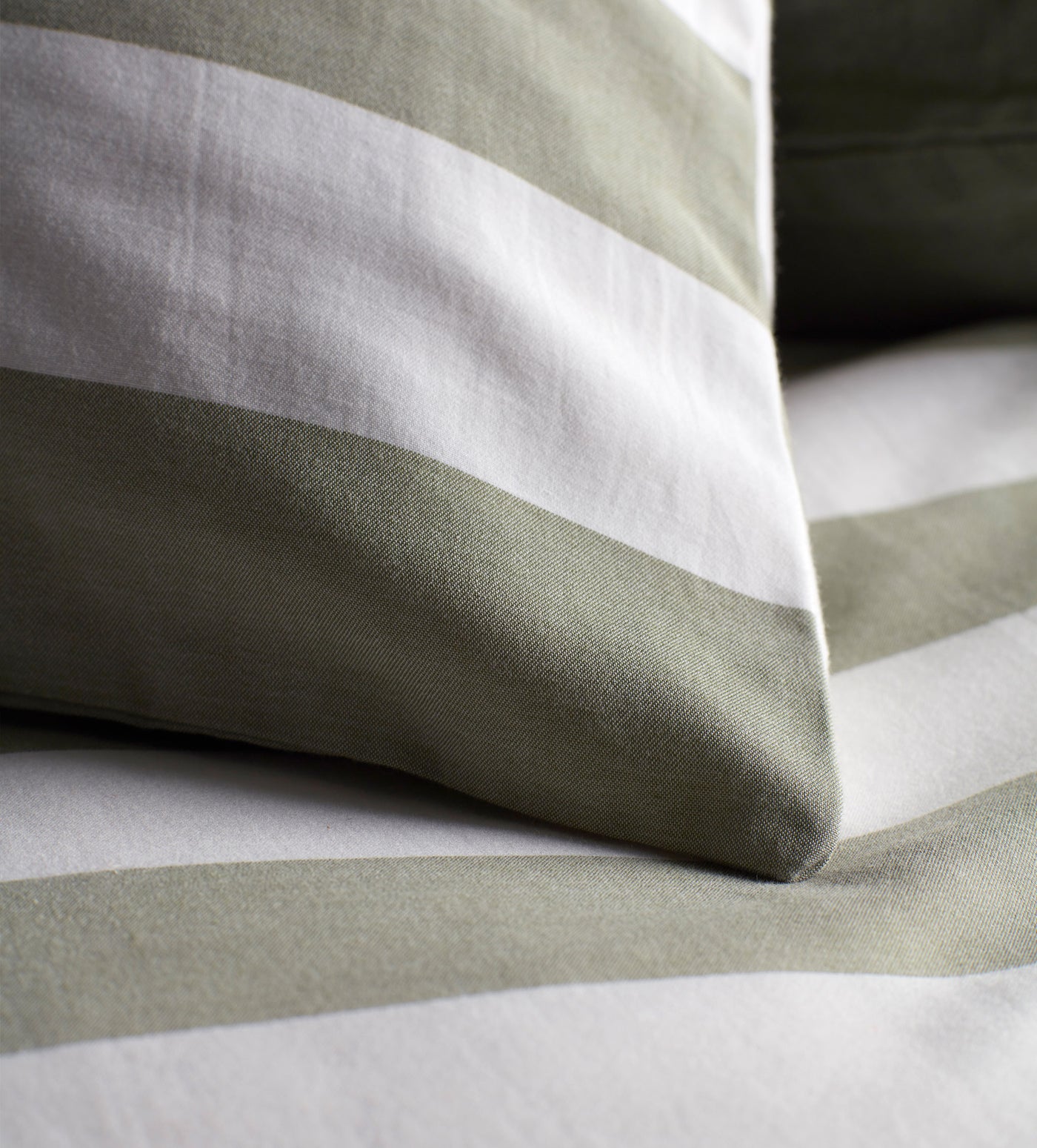 Piper Olive Green Stripe 100% Cotton Duvet Cover