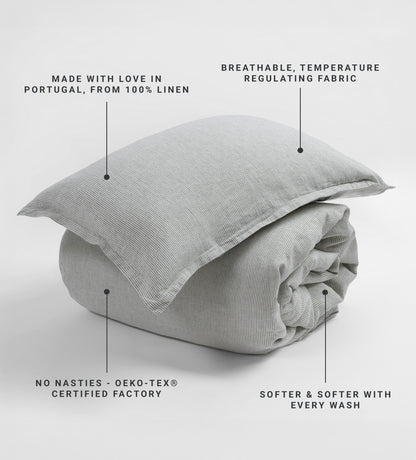 Olive Green Sid Stripe 100% Linen Oxford Pillowcase