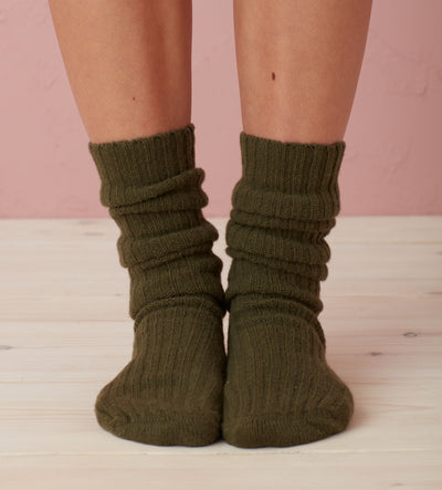 Khaki Green Maisie Lambswool Socks
