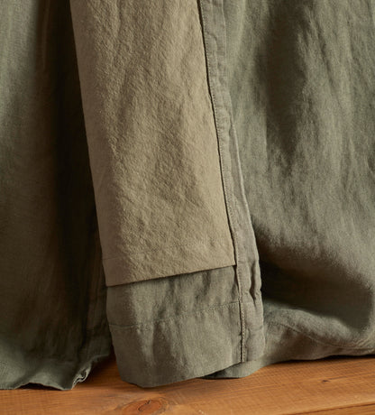 Olive Green Linen Lined Loop Top Curtains