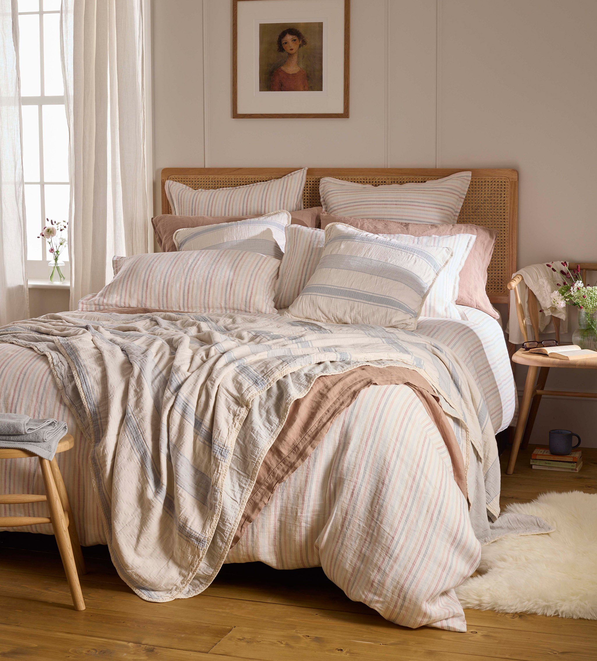 Olivia Stripe 100% Linen Bed Linen
