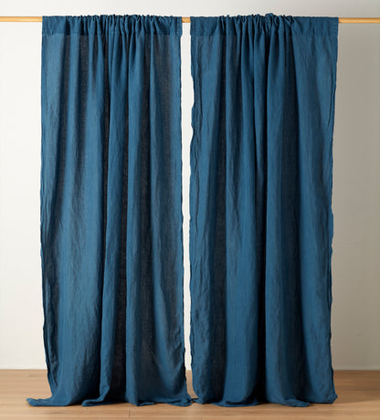 Peacock 100% Linen Loop Top Curtain (Single)
