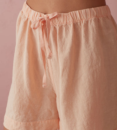 Peach Evie 100% Linen Shorts