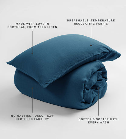 Peacock 100% Linen Duvet Cover