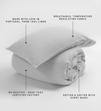 Pebble Grey 100% Linen Duvet Cover